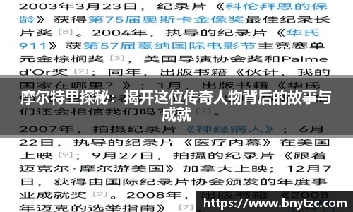 摩尔特里探秘：揭开这位传奇人物背后的故事与成就